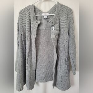 Gray Cable Knit Women's Sweater Size Large Oh Baby Maternity Cardigan Career L